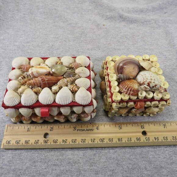 Vintage (2) Sea Shell Trinket Boxes REAL shells - Picture 2 of 7